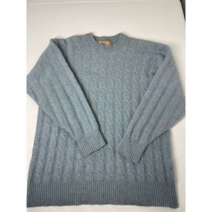 Cachemire Vintage Light Blue 100% Cashmere Cable Knit Sweater  Size XL
